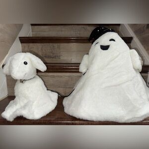 Spooky 🥰 White Ghost 👻 Walking Dog 🐕 Plush Greeter Halloween by Goblin & Ghoul